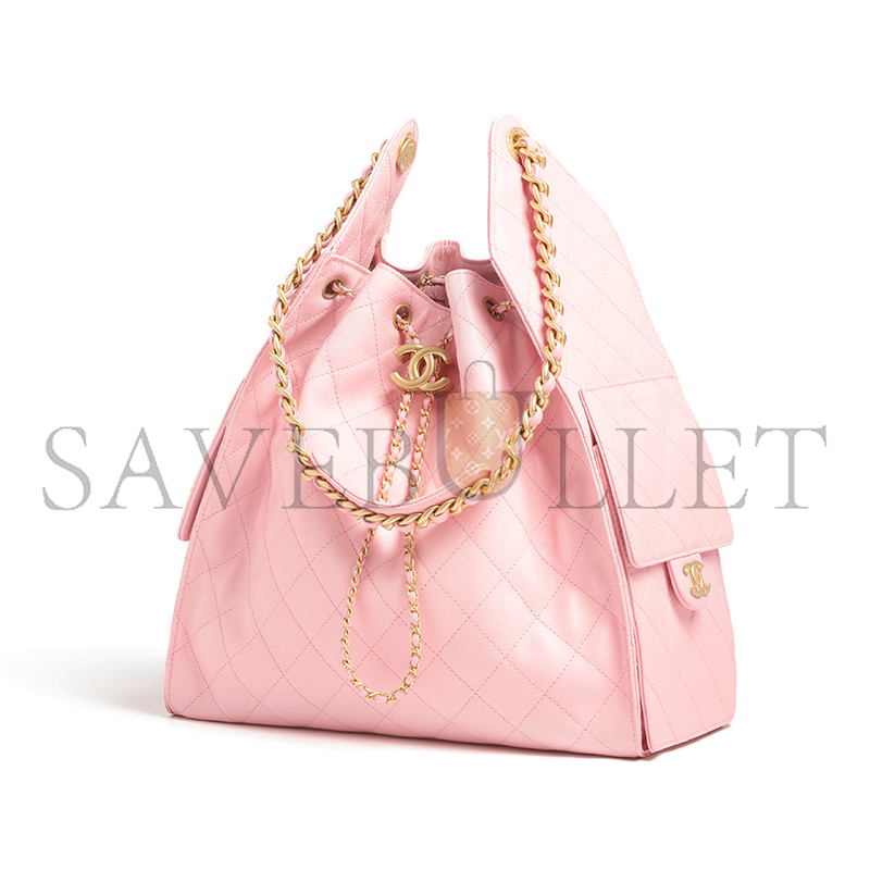 CHANEL 25 MEDIUM HANDBAG GRAINED CALFSKIN & GOLD-TONE METAL LIGHT PINK AS5311 (40*30*15cm)